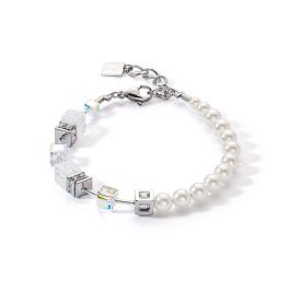 Coeur De Lion GeoCUBE Precious Fusion Pearls Bracelet - Silver and White