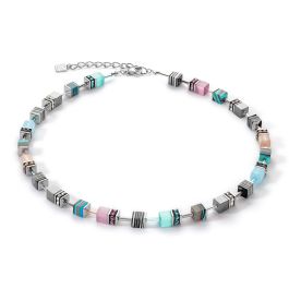 Coeur De Lion GeoCUBE Necklace - Candy Aqua Pink