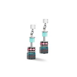Coeur De Lion GeoCUBE Earrings - Candy Aqua Pink