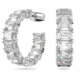 Swarovski Millenia Octagon Hoop Earrings - White with Rhodium Plating