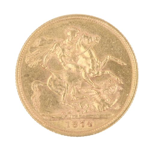 1874 Victoria Full Sovereign Coin