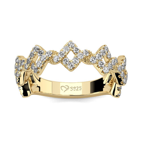 Jeulia Twist Design Sterling Silver Women's Band