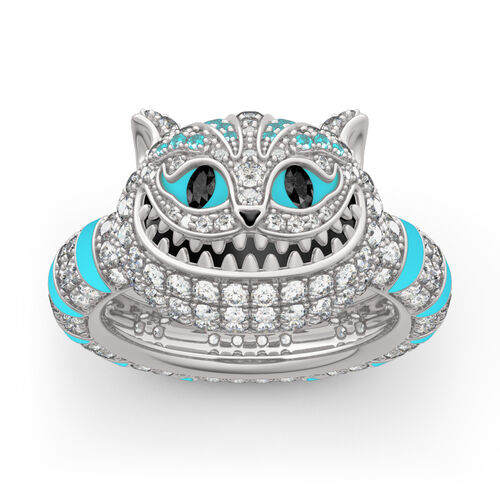 Jeulia "Appear and Disappear at Will" Cat Sterling Silver Enamel Ring