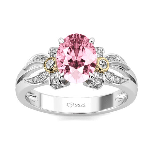 Jeulia Bow-knot Design Oval Cut Sterling Silver Ring