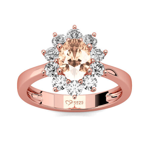 Jeulia Floral Oval Cut Sterling Silver Ring