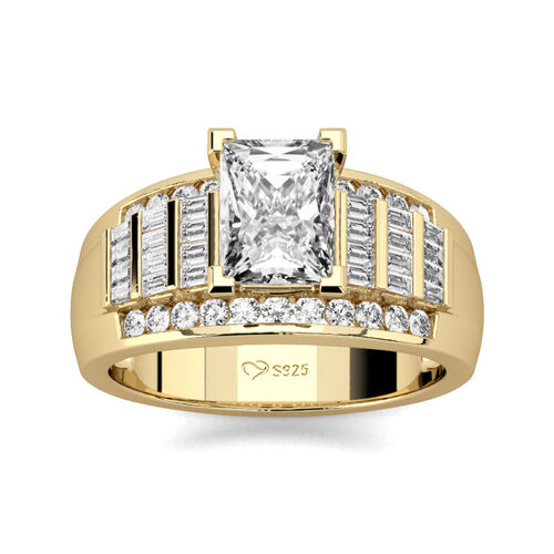 Jeulia Sidestones Radiant Cut Sterling Silver Ring