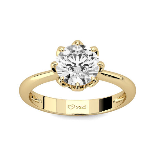 Jeulia Simple Round Cut Sterling Silver Ring