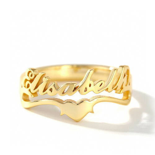 Jeulia "Keep Love in Your Heart" Personalized Sterling Silver Name Ring