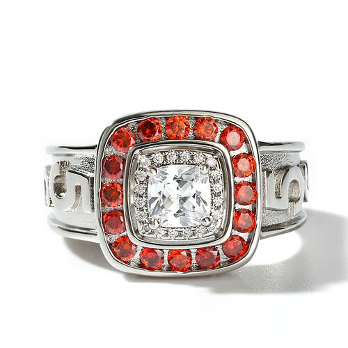 Jeulia "Be Adventurers" Double Halo Cushion Cut Sterling Silver Personalized Ring