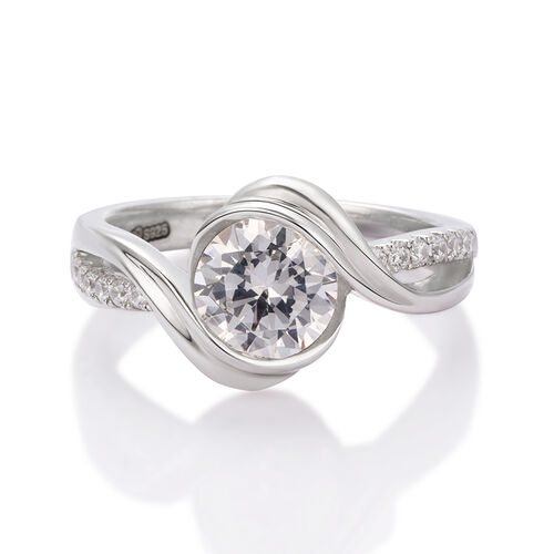 Jeulia Split Shank Round Cut Sterling Silver Ring