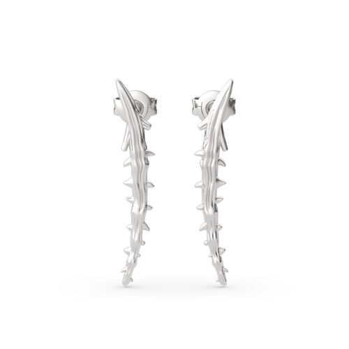 Jeulia "Staff of Thorns" Sterling Silver Earrings
