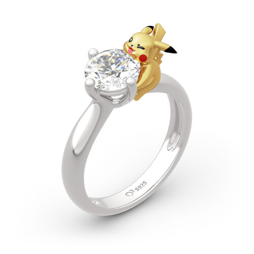 Jeulia Hug Me "Heartbeat Moment" Cute Design Round Cut Sterling Silver Ring