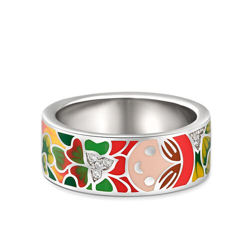 Dreamy Garden "Make a Smile" Enamel Sterling Silver Women's Band