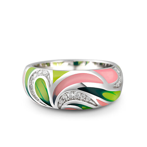 Dreamy Garden "Summer Style" Enamel Sterling Silver Women's Band