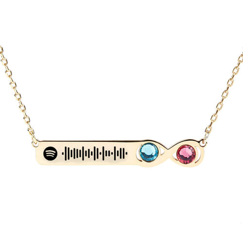 Jeulia Scannable Spotify Code Stainless Steel Necklace With Birthstone