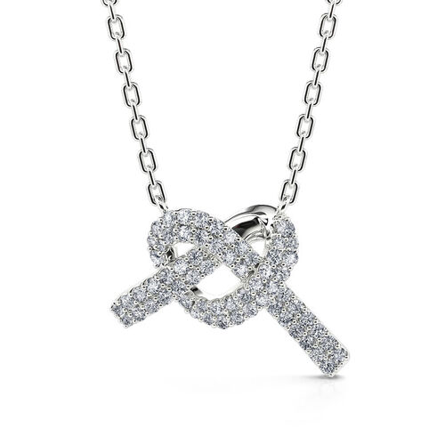 Jeulia "Into Her Heart" Knot Sterling Silver Necklace