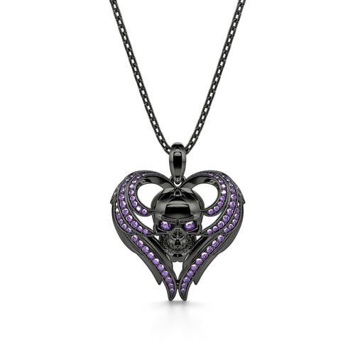 Jeulia "Angel Wings" Skull Design Sterling Silver Necklace