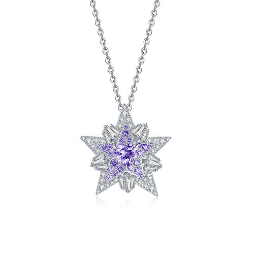 Jeulia "Double Star" Personalized Sterling Silver Necklace