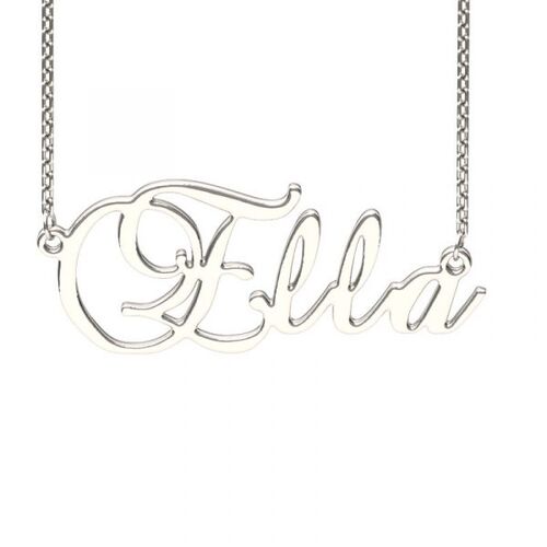 Jeulia Silver Brockscript Style Name Necklace