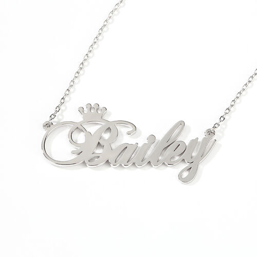 Jeulia "Be Your Own King" Personalized Sterling Silver Name Necklace