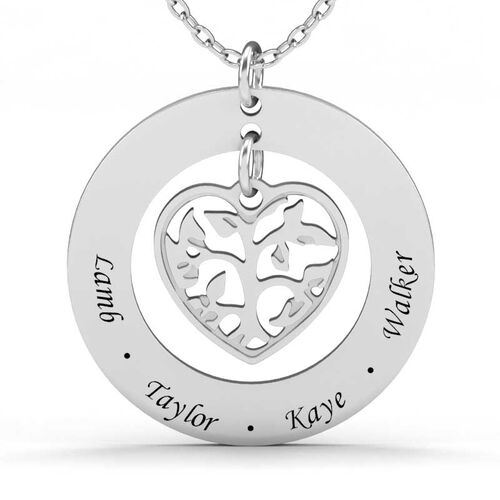 Jeulia Heart In Circle Sterling Silver Engravable Necklace
