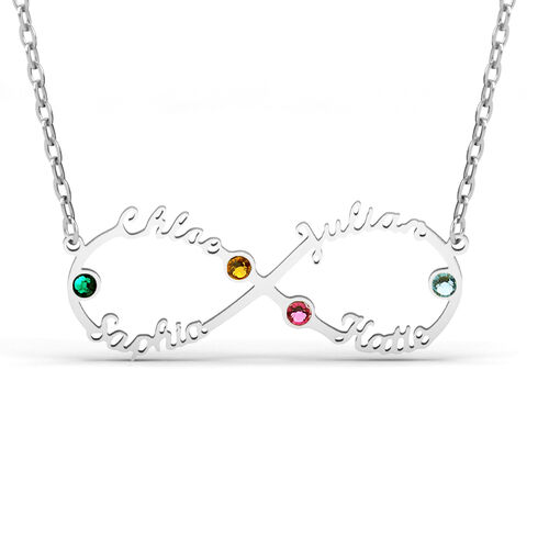 Jeulia Infinity Sterling Silver Name Necklace With Stones