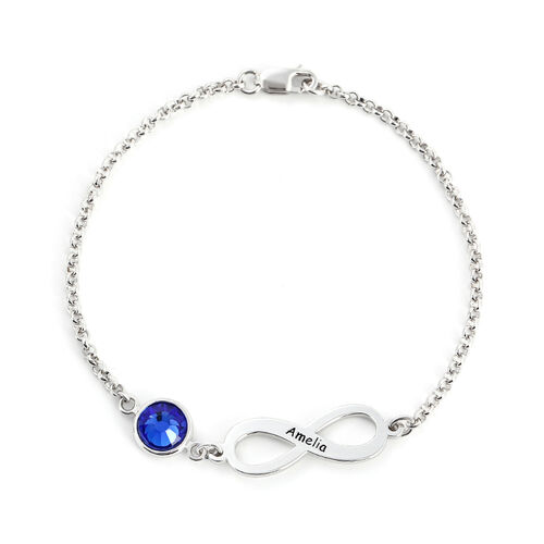 Jeulia Infinity Sterling Silver Bracelet With Birthstone