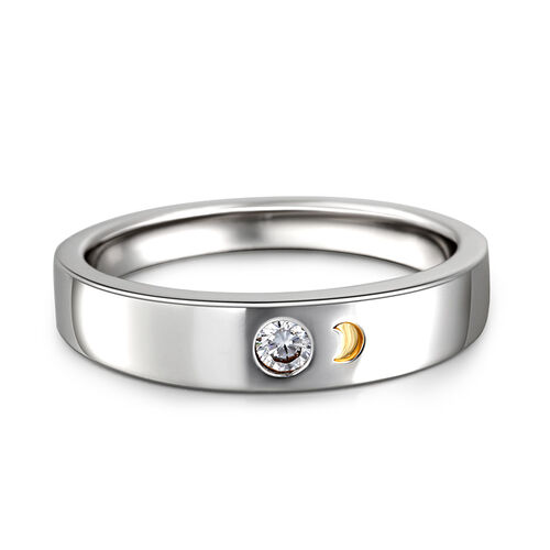 Jeulia "Always & Forever" Moon Design Sterling Silver Men's Band