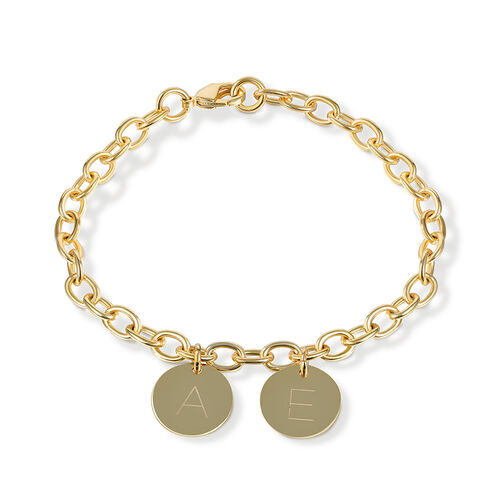 Jeulia Initial Disc Personalized Sterling Silver Bracelet