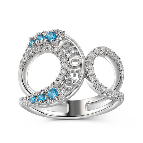 Jeulia "You & Me" Personalized Sterling Silver Ring