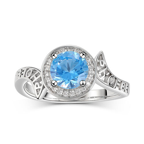 Jeulia Halo Round Cut Personalized Sterling Silver Ring