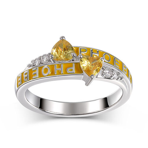 Jeulia "Heart To Heart" Personalized Sterling Silver Ring