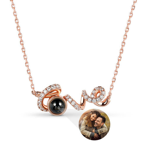 Jeulia "You Complete Me" Personalized Photo Projection Sterling Silver Necklace