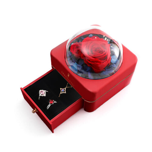 "Preserved Forever Rose" Square-Shaped Gift Box Red