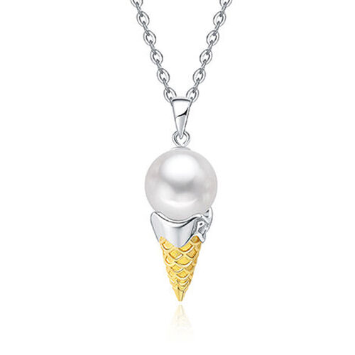 Jeulia Ice Cream Pearl Personalized Sterling Silver Necklace