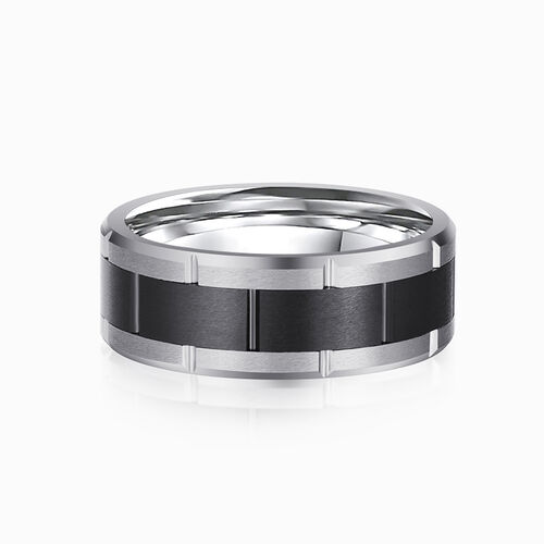 "Solstice Vow" 8mm Watch Straps Pattern Tungsten Carbide Men's Wedding Ring