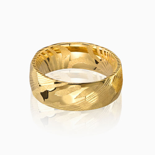 "Solar Embrace" 8mm Damascus Steel Men's Wedding Ring