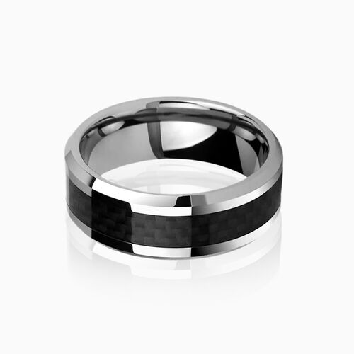 "Eclipse Promise" 8mm Tungsten and Carbon Fiber Men's Wedding Ring