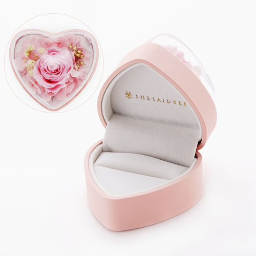 "Preserved Forever Rose" Heart-Shaped Jewelry Box Pink