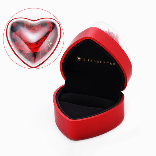 "Preserved Forever Rose" Heart-Shaped Jewelry Box Red