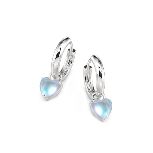 Jeulia Simple Heart Moonstone Hoop Earrings