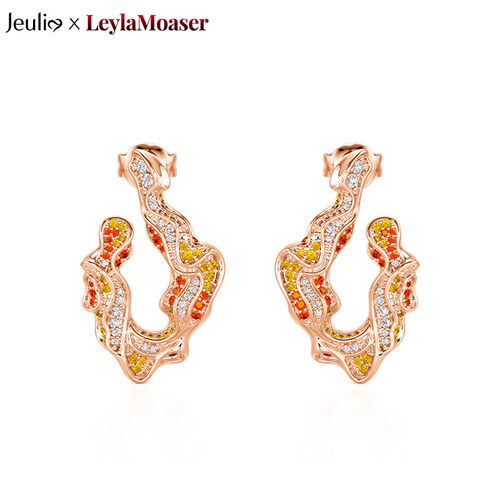 Jeulia x Leyla “Sunset Desert” Rose Gold Irregular Drop Earrings Sterling Silver