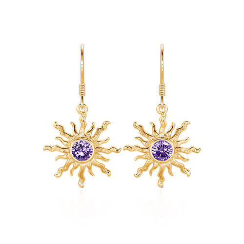 Jeulia Fashion Bohemian Amethyst Stone Gold Sun Earrings