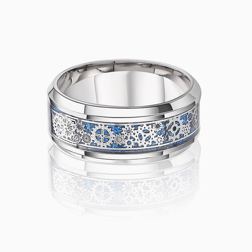 "Gears of Destiny" 8mm Ceramic Men's Wedding Ring