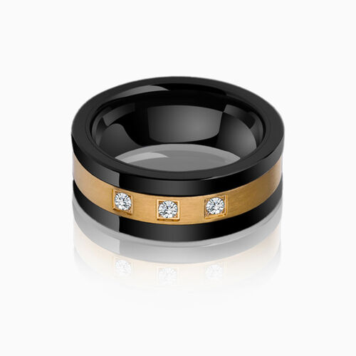 "Golden Constellations" 8mm Ceramic Men's Wedding Ring