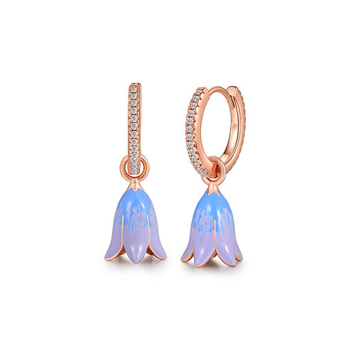 Jeulia Bluebell Rose Gold Drop Earrings Sterling Silver