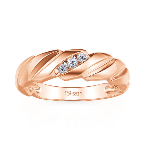 Jeulia Braided Twisted Rose Gold Round Cut Men's Wedding Band