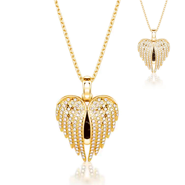 Jeulia Angel Wings Custom Photo Necklace Sterling Silver