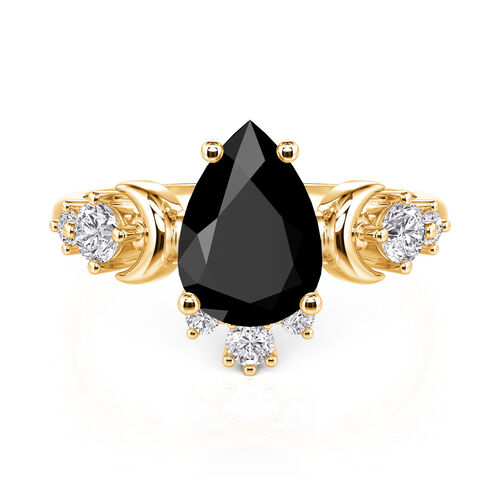 Jeulia Luna Astra Pear Cut Black Ring Sterling Silver
