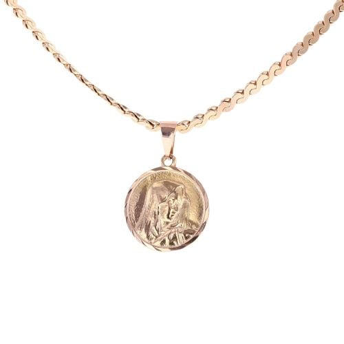 14ct Rose Gold Our Lady Pendant And Chain 22"